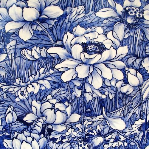 20 Servietten Porcelain – Blumen aus Porzellan 33x33cm