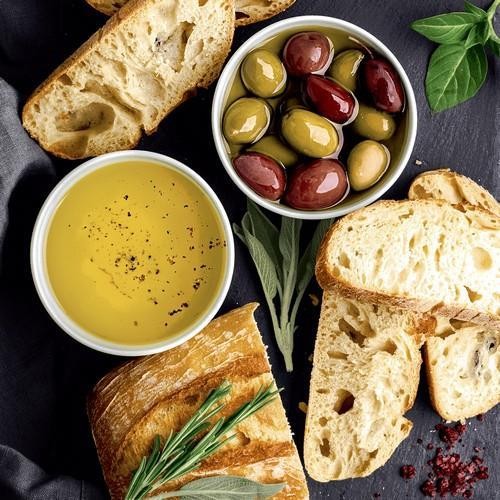 20 Servietten Bread and Olives - Brot und Oliven 33x33cm