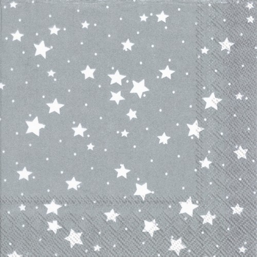 20 Napkins Stella Di Natale silver - Shower of stars on silver 33x33cm