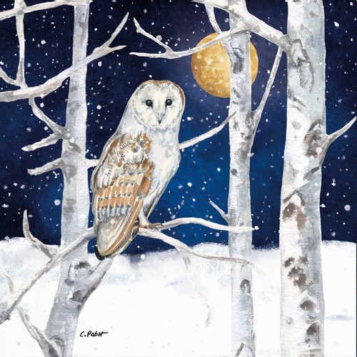 20 Servietten Winter Owl - Eule im Mondschein 33x33cm