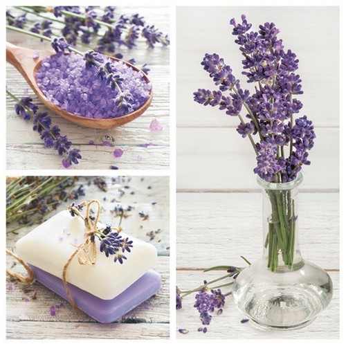 20 Lavender Spa Squares napkins - Lavender and wellness 33x33cm