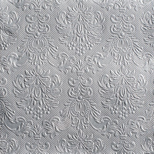 15 geprägte Servietten Elegance silver 33x33cm