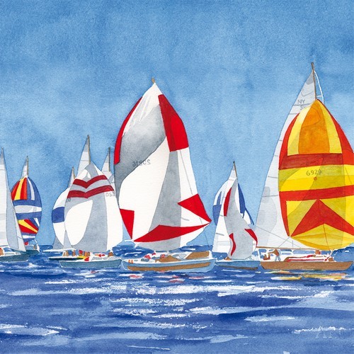20 Regatta napkins - Sailboats on the sea 33x33cm