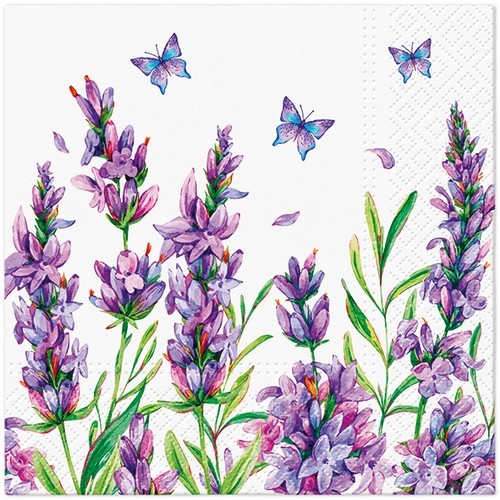20 Servietten Lavender Butterfly - Lavendel und Schmetterlinge 33x33cm