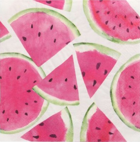 20 Servietten Watermelon - Stücke von Melone 33x33cm