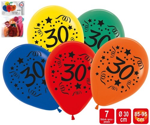 Luftballon 30 7 Stück, bunt sortiert ca. 30cm