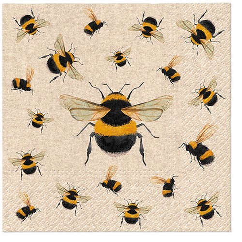20 Servietten Recycling Papier We care Dancing Bees - Bienen über Bienen 33x33cm