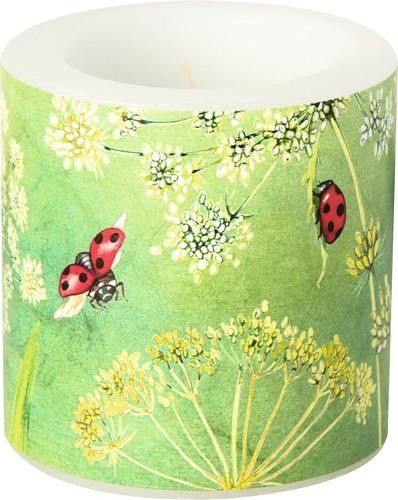 Candle round small Ladybirds - Awakened ladybugs Ø7.5cm, height 7.5cm
