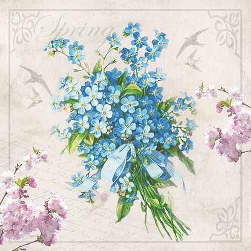 20 napkins Laura - bunch of forget-me-nots 33x33cm