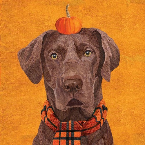 20 Napkins Brownie - dog with pumpkin and scarf 33x33cm