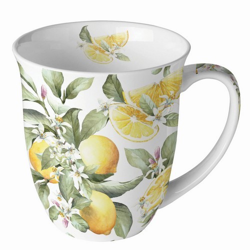 Porcelain cup Limoni - Naturally growing lemons 0.4L, height 10.5cm
