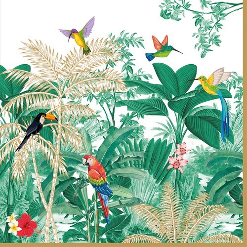 20 Servietten Exotic Heaven - Exotische Vögel im Dschungel 33x33cm