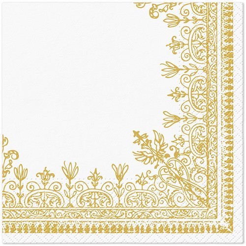 20 Servietten Ornamental Frame - Ornamente im Rahmen gold 33x33cm