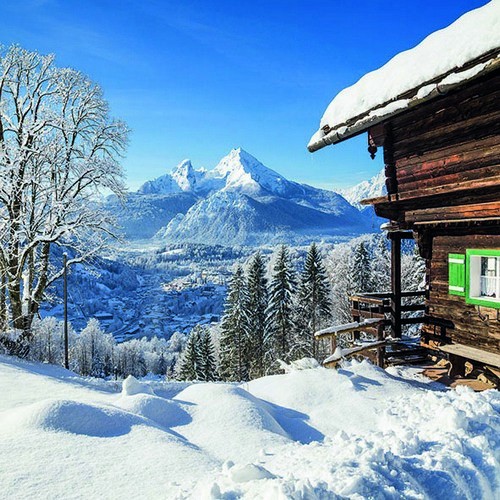 20 Servietten Mountain - Holzhütte mit Ausblick 33x33cm