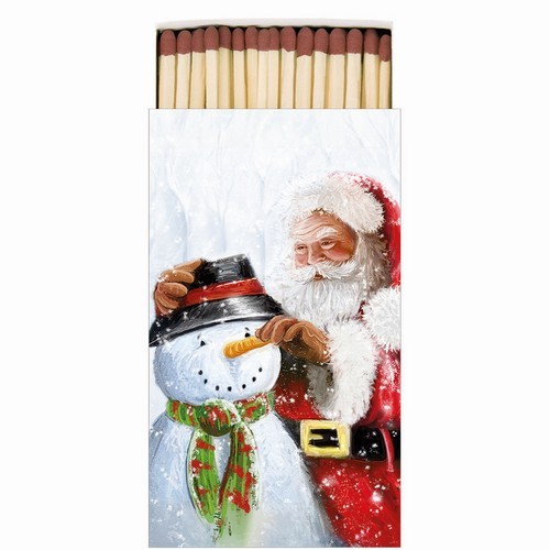 Kaminhölzer 45er Box Santa and Snowman - Weihnachtsmann dekoriert Schneemann 11x6,3cm