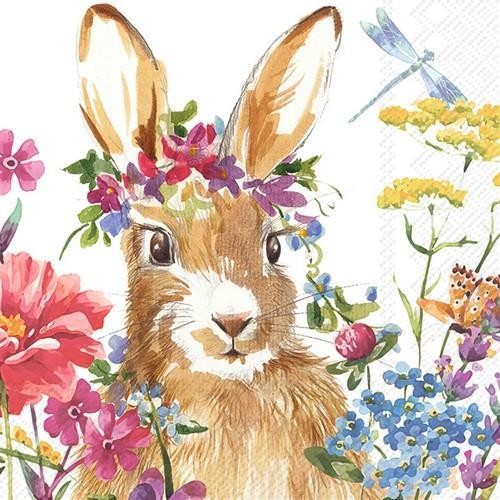20 Napkins Isa - Bunny hidden in flower garden 33x33cm