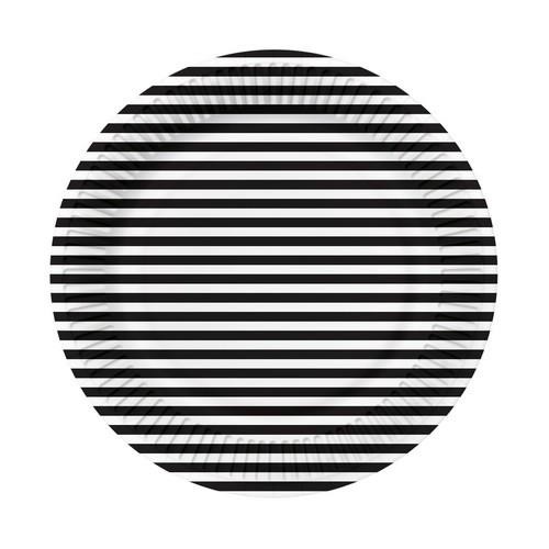 10 Pappteller Stripes black - Streifen schwarz Ø23cm