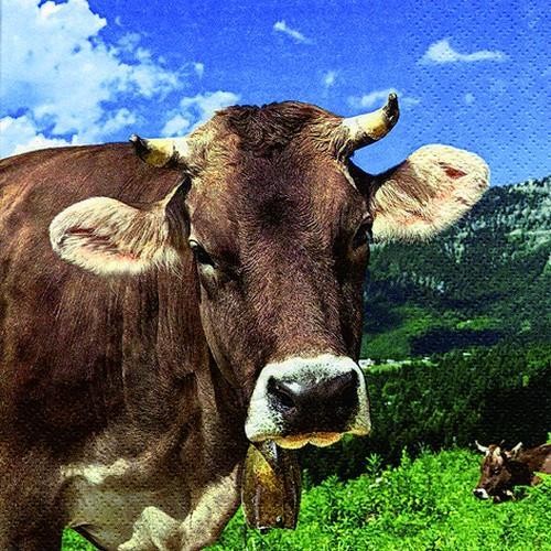 20 Servietten Cow Wally - Kuh in den Bergen 33x33cm