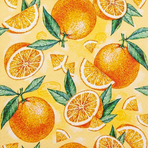 20 Servietten Pieces of Orange - Frische Orangenstücke 33x33cm