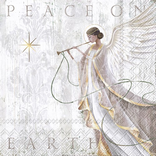 20 Servietten Angel`s Grace grey - Engel für den Frieden 33x33cm