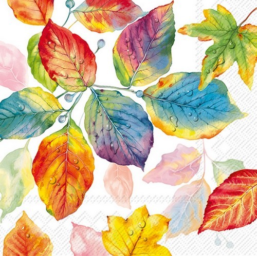 20 Servietten Colourful Leaves - Farbenfrohe Herbstblätter 33x33cm