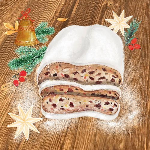 20 Servietten Christstollen - Frischer Stollen 33x33cm