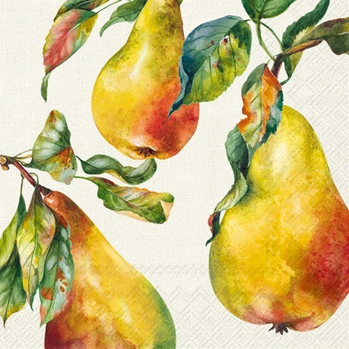 20 Servietten Home Grown Pears - Hauseigene Birnen 33x33cm