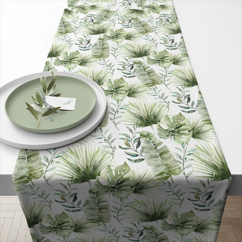 Cotton table runner Jungle Leaves - Leaves of the jungle 40x150cm