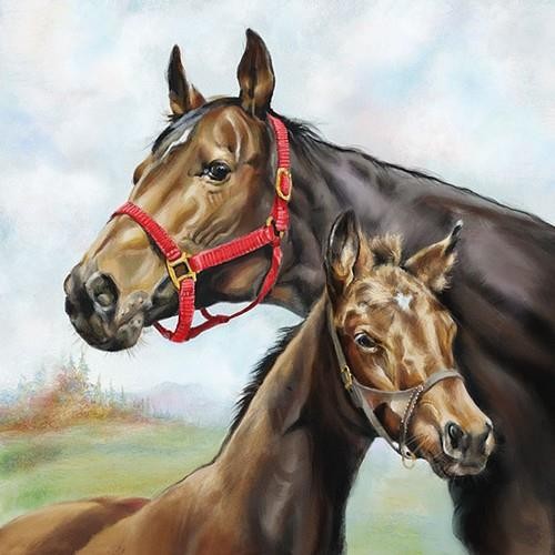 20 Servietten Horse Love - Liebevolle Pferdefamilie 33x33cm