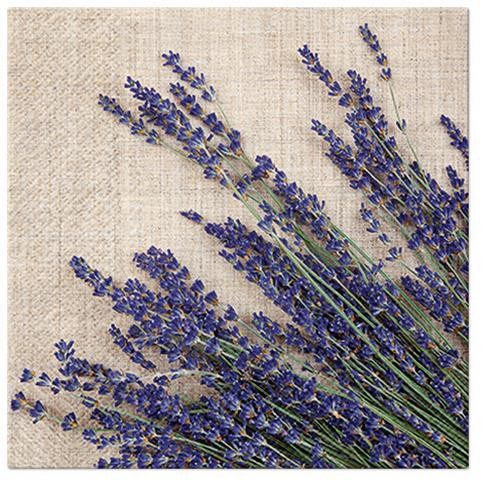 20 Servietten Lavender Sheaf - Lavendel auf beige 33x33cm