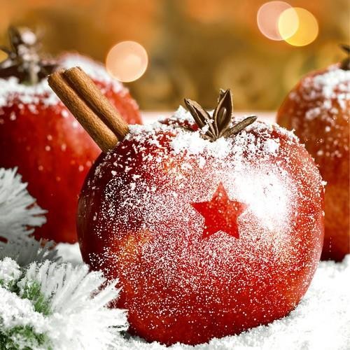 20 Servietten Christmas Apples - Leckere Zimtäpfel 33x33cm