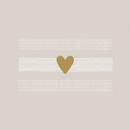 20 Napkins Heart of gold taupe - Heart of gold taupe 33x33cm