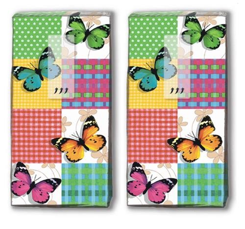 2x 10 Taschentücher Butterflies & Squares - Schmetterlinge & Quadrate