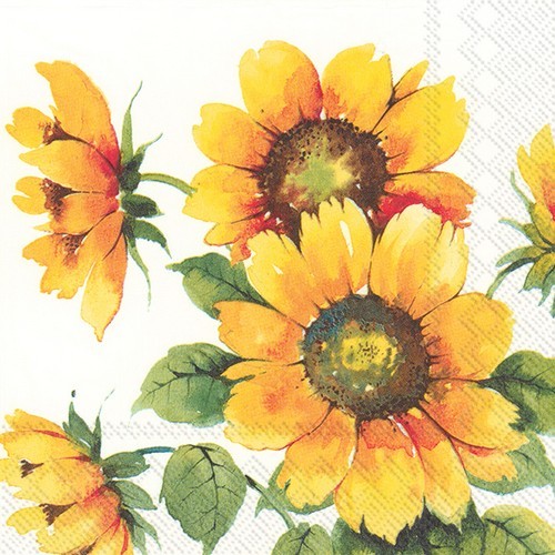20 napkins Colourful Sunflowers - Yellow splendor of sunflowers 33x33cm
