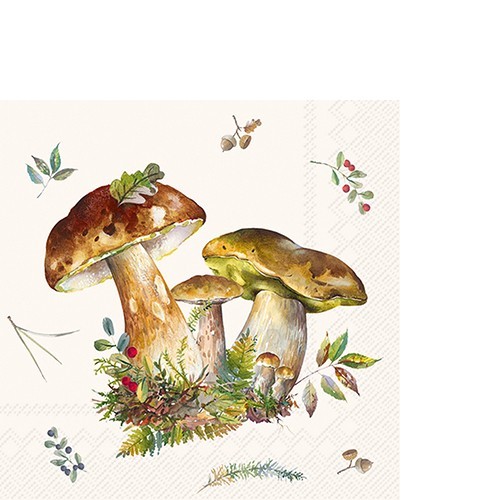 20 kleine Cocktailservietten Mushroom Collection 25x25cm