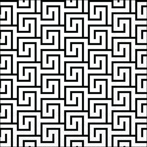 20 Servietten Greek Key white/black - Labyrinthmuster schwarz-weiß 33x33cm