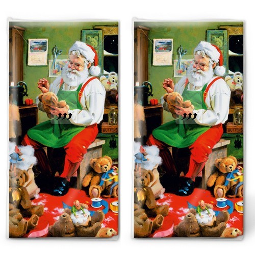 2x 10 Taschentücher Santa is busy - Fleißiger Weihnachtsmann