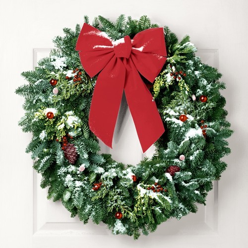 20 Servietten Classic Wreath - Weihnachtskranz mit Schleife 33x33cm