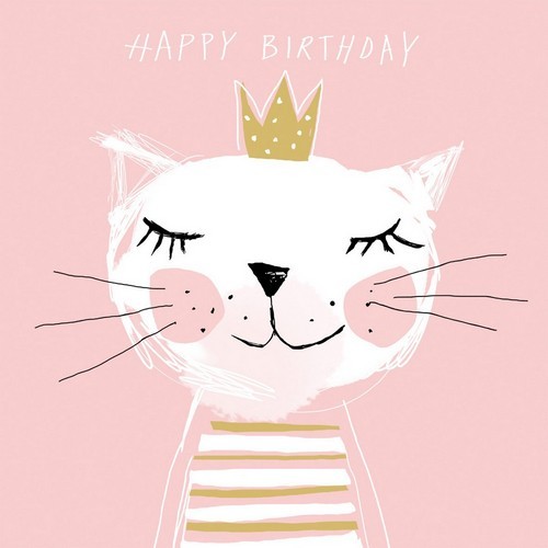 20 Servietten Happy Birthday Princess - Katze in Partystimmung 33x33cm