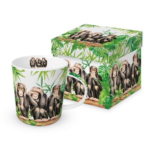 Tasse aus Porzellan Three Apes - Affen im tropischen Wald 0,4L, Höhe 9,7cm