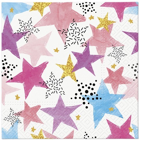 20 Servietten Star Party - Sterne und Konfetti 33x33cm