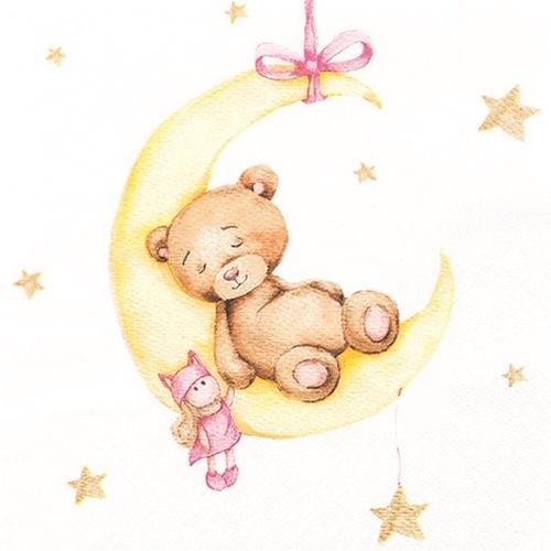 20 napkins Leonie - Teddy in the moon pink 33x33cm