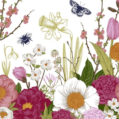 20 Servietten Spring Moment - Wiese voller Blumenvielfalt 33x33cm