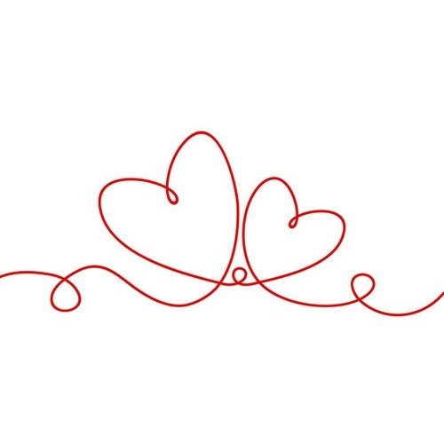 20 Servietten Line of Love red - Gezeichnete Herzen rot 33x33cm
