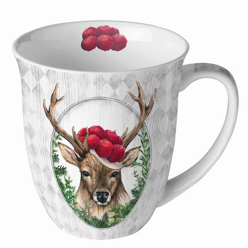 Porcelain mug Deer in Frame - Black Forest deer in frame 0.4L, height 10.5cm