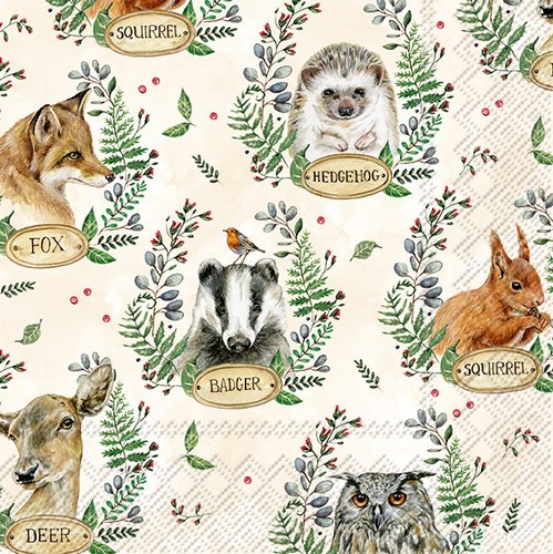 20 napkins Autumn Celebrities - Presentation of forest animals 33x33cm