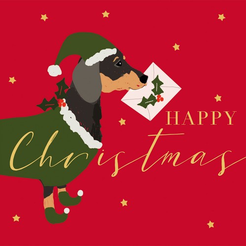 20 Napkins X-Mas Dog - Dachshund with Christmas message 33x33cm