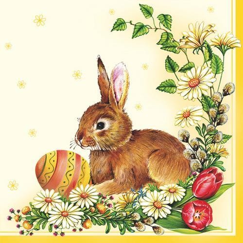 Maki Servietten Easter Egg & Hare yellow 33x33cm