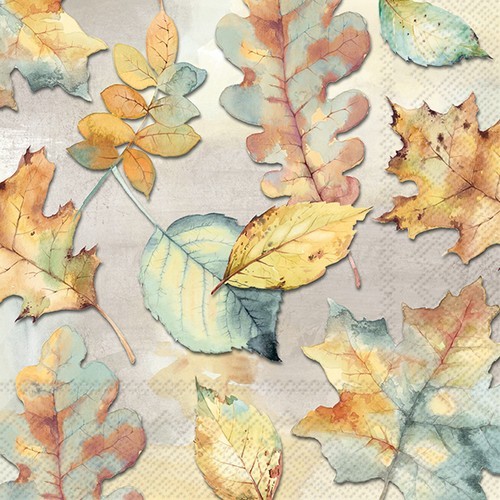 20 Servietten Favorite Leaves - Gelb-braune Herbstblätter 33x33cm