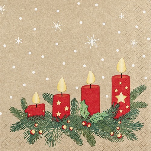 20 napkins Advent Lights - Four Advent candles with branches 33x33cm